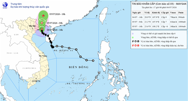 Dự báo thời tiết biển đêm 04/07 ngày 05/07 năm 2026