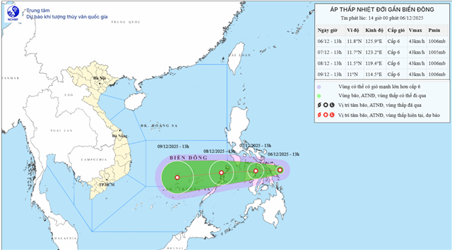 Dự báo thời tiết biển đêm 06/12 ngày 07/12/2025