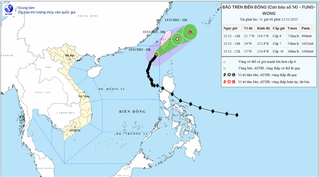 Dự báo thời tiết biển từ 13 giờ ngày 12/11 đến 13 giờ ngày 13/11/2025