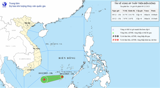 Dự báo thời tiết biển đêm 09/12 ngày 10/12 năm 2025