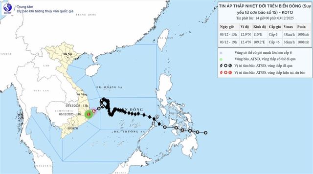 Dự báo thời tiết biển đêm 03/12 ngày 04/12 năm 2025