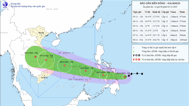 Dự báo thời tiết biển đêm 03/11 ngày 04/11 năm 2025