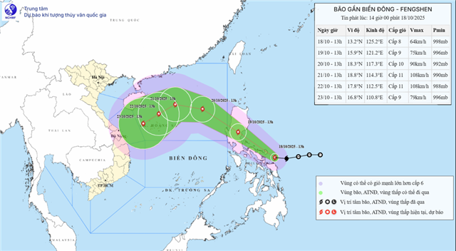 Dự báo thời tiết biển đêm 18/10 ngày 19/10/2025