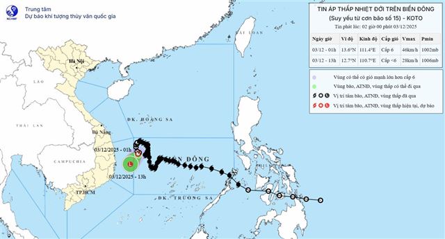 Dự báo thời tiết biển ngày và đêm 03/12/2025