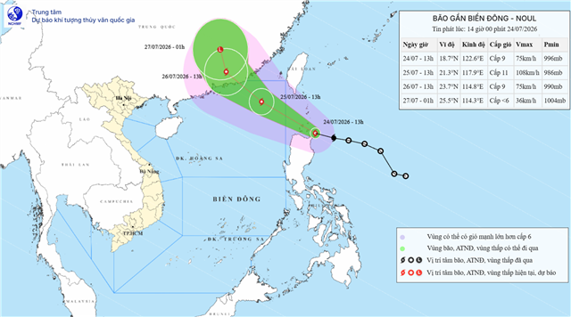 Tin bão gần biển Đông (Tin phát lúc 14h00 ngày 02/07/2026)