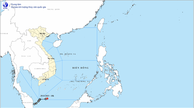Tin cuối cùng về áp thấp nhiệt đới (Tin phát lúc 17h00 ngày 29/11/2025)