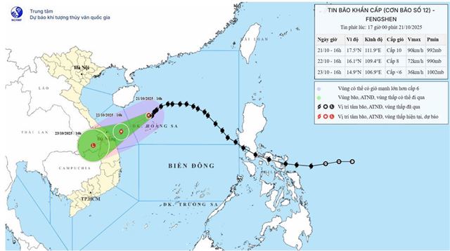 Dự báo thời tiết biển đêm 21/10 ngày 22/10/2025