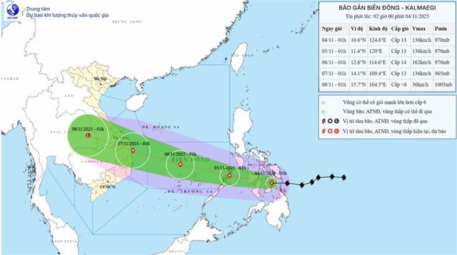 Dự báo thời tiết biển ngày và đêm 04/11/2025