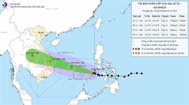 Dự báo thời tiết biển ngày và đêm 05/11/2025