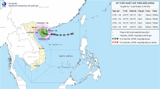 Dự báo thời tiết biển đêm 21/08 ngày 22/08 năm 2026