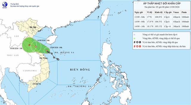 Dự báo thời tiết biển ngày và đêm 13/09/2026