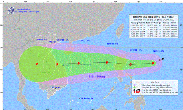 Tin bão gần Biển Đông (Bão Noru) (Tin phát lúc 08h00 ngày 23/9/2022)