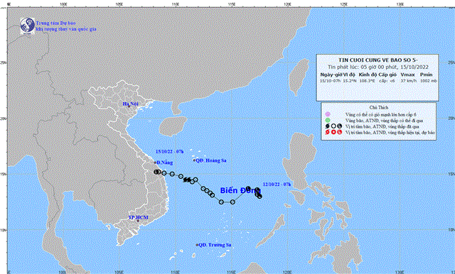 Dự báo thời tiết biển từ 13 giờ ngày 15/10 đến 13 giờ ngày 16/10 năm 2022