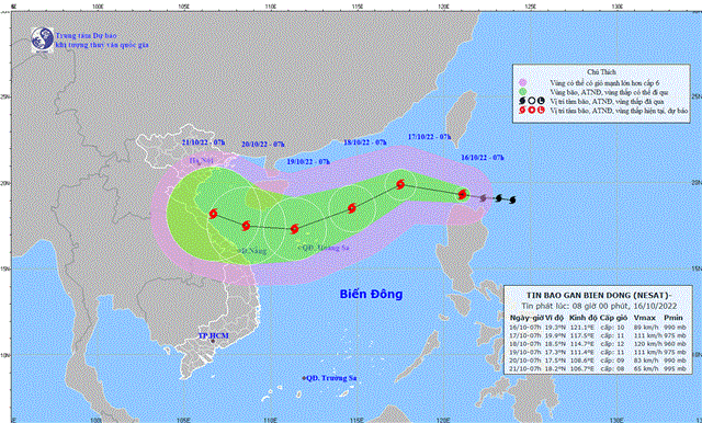 Tin bão gần Biển Đông (Bão Nesat) (Tin phát lúc 08h00 ngày 16/10/2022)