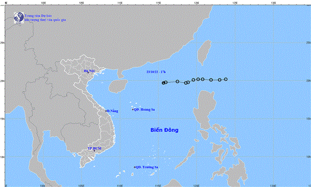 Tin cuối cùng về áp thấp nhiệt đới (Tin phát lúc 18h00 ngày 23/10/2022)