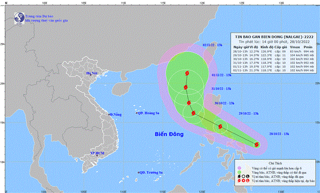 Tin bão gần Biển Đông (Bão NALGAE) (Tin phát lúc 14h00 ngày 28/10/2022)