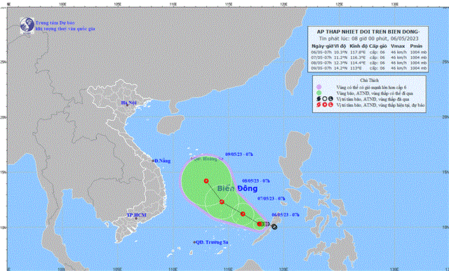 Dự báo thời tiết biển từ 13 giờ ngày 06/5 đến 13 giờ ngày 07/5 năm 2023