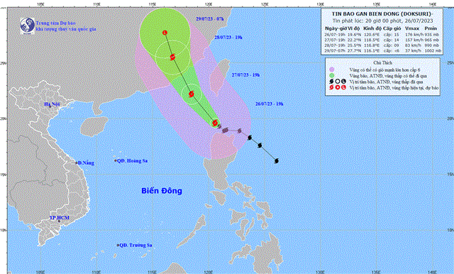 Tin bão gần Biển Đông (Cơn bão DOKSURI) (Tin phát lúc 20h00 ngày 26/07/2023)