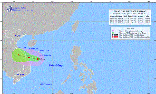 Dự báo thời tiết biển ngày và đêm 25/9/2023