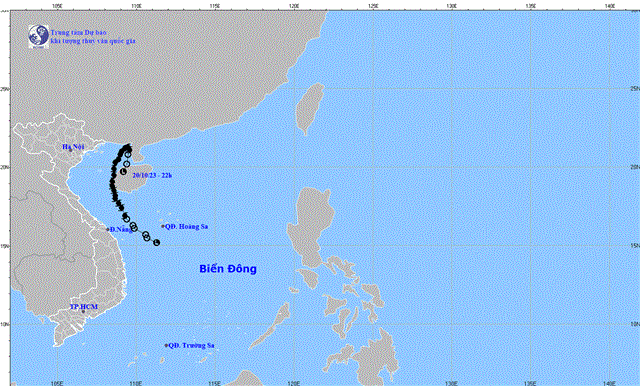 Tin cuối cùng về cơn bão số 05 (Tin phát lúc 23h00 ngày 20/10/2023)