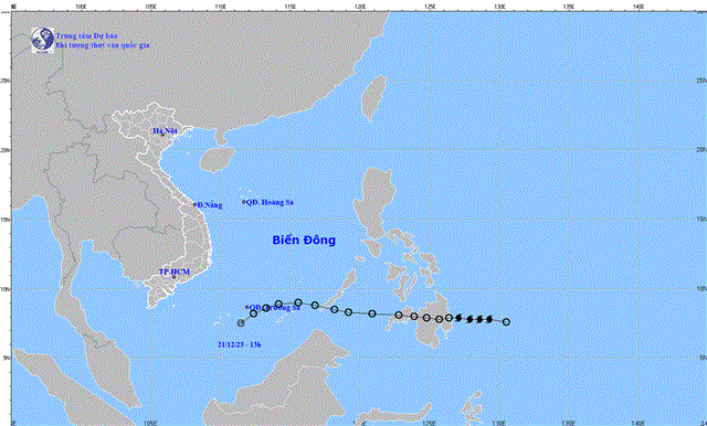 Tin cuối cùng về áp thấp nhiệt đới (Tin phát lúc 14h00 ngày 21/12/2023)