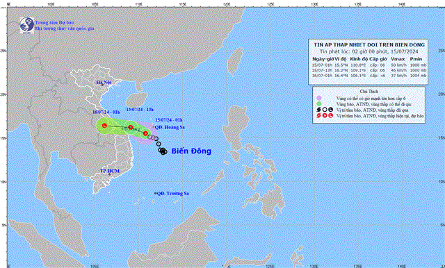 Dự báo thời tiết biển ngày và đêm 15/07/2024