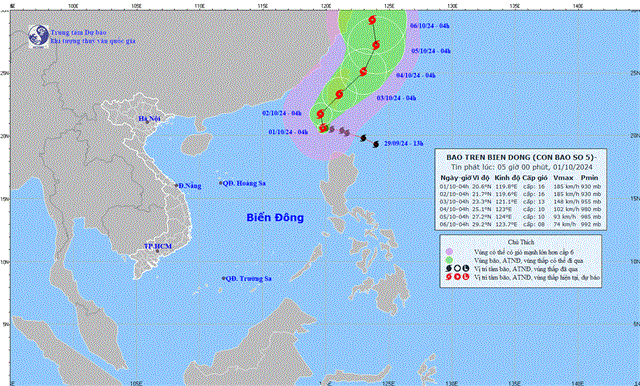 Tin bão gần biển Đông (Cơn bão KRATHON) - (Tin phát lúc 02h00 ngày 01/10/2024)