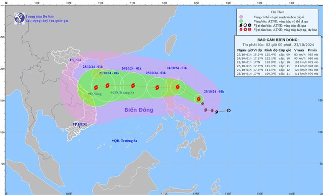 Tin bão gần biển Đông (Cơn bão TRAMI) - (Tin phát lúc 02h00 ngày 23/10/2024)