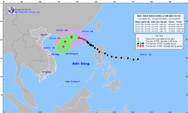 Dự báo thời tiết biển đêm 13/11/2024 ngày 14/11/2024