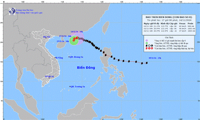 Dự báo thời tiết biển đêm 14/11/2024 ngày 15/11/2024