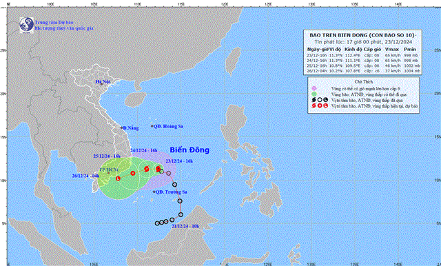 Dự báo thời tiết biển đêm 23/12/2024 ngày 24/12/2024