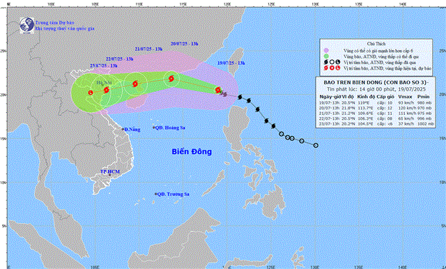 Dự báo thời tiết biển đêm 19/07 ngày 20/07/2025