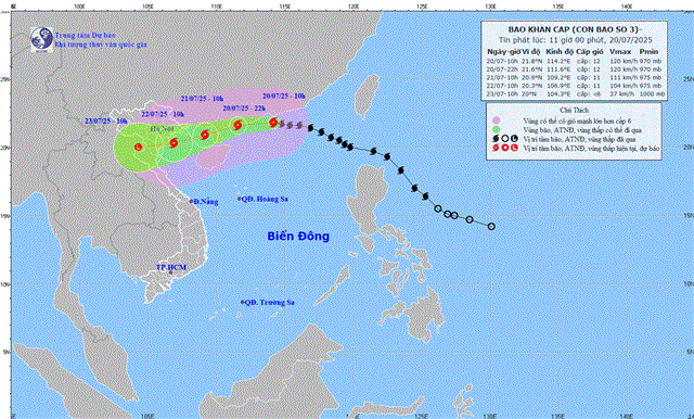 Dự báo thời tiết biển từ 13 giờ ngày 20/07 đến 13 giờ ngày 21/07 năm 2025