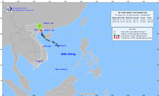 Dự báo thời tiết biển ngày và đêm 19/08/2025