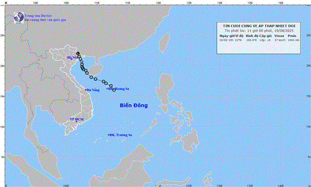 Dự báo thời tiết biển từ 13 giờ ngày 19/08 đến 13 giờ ngày 20/08 năm 2025