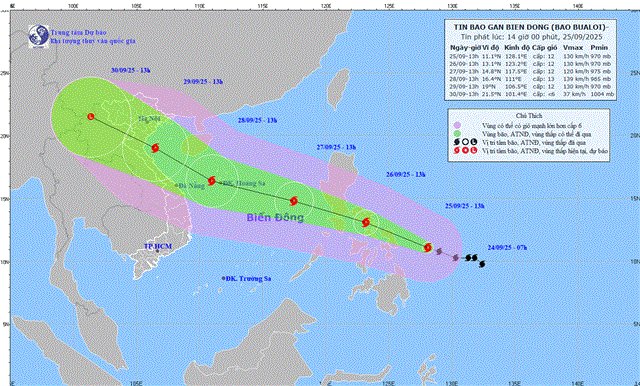 Dự báo thời tiết biển đêm 25/09 ngày 26/09 năm 2025