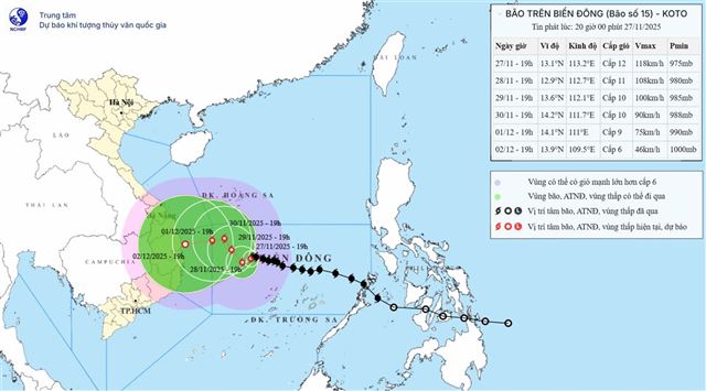 Dự báo thời tiết biển đêm 27/11 ngày 28/11 năm 2025