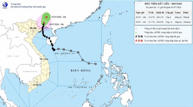 Dự báo thời tiết biển từ 13 giờ ngày 05/07 đến 13 giờ ngày 06/07 năm 2026