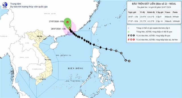 Dự báo thời tiết biển đêm 26/07 ngày 27/07 năm 2026