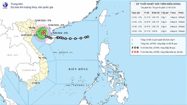 Dự báo thời tiết biển từ 13 giờ ngày 21/08/2026 đến 13 giờ ngày 22/08/2026