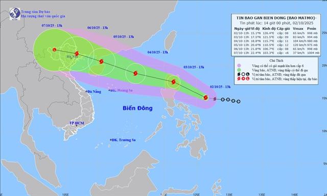 Dự báo thời tiết biển đêm 02/10 ngày 03/10/2025