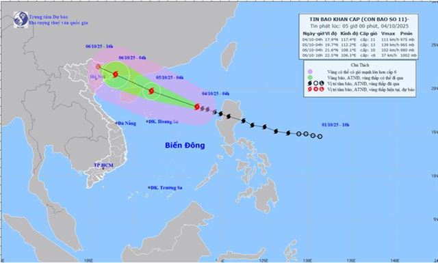 Dự báo thời tiết biển ngày và đêm 04/10/2025
