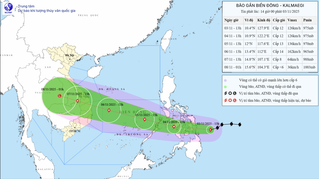 TIN BÃO GẦN BIỂN ĐÔNG  (Cơn bão KALMAEGI)