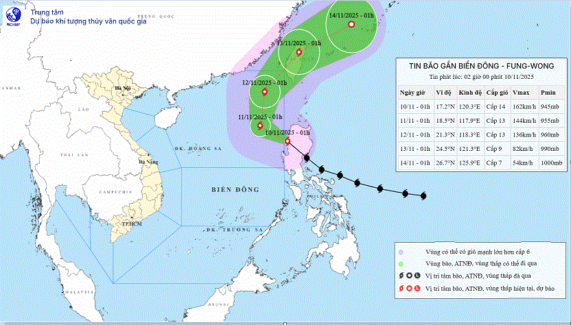 TIN BÃO GẦN BIỂN ĐÔNG (Cơn bão FUNG-WONG)