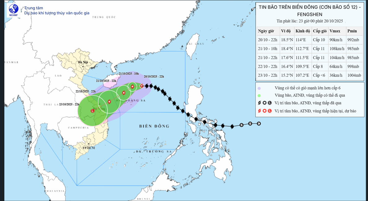 TIN BÃO TRÊN BIỂN ĐÔNG   (Cơn bão số 12)