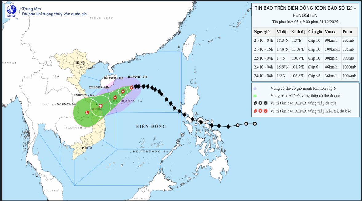 TIN BÃO TRÊN BIỂN ĐÔNG   (Cơn bão số 12)