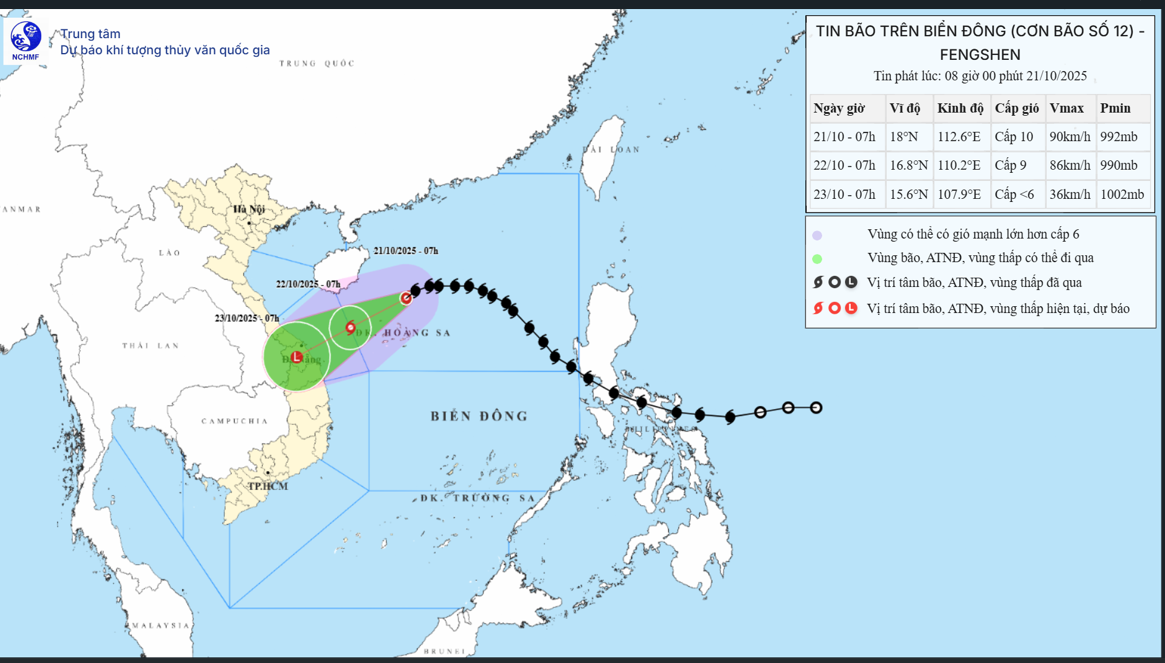 TIN BÃO TRÊN BIỂN ĐÔNG   (Cơn bão số 12)