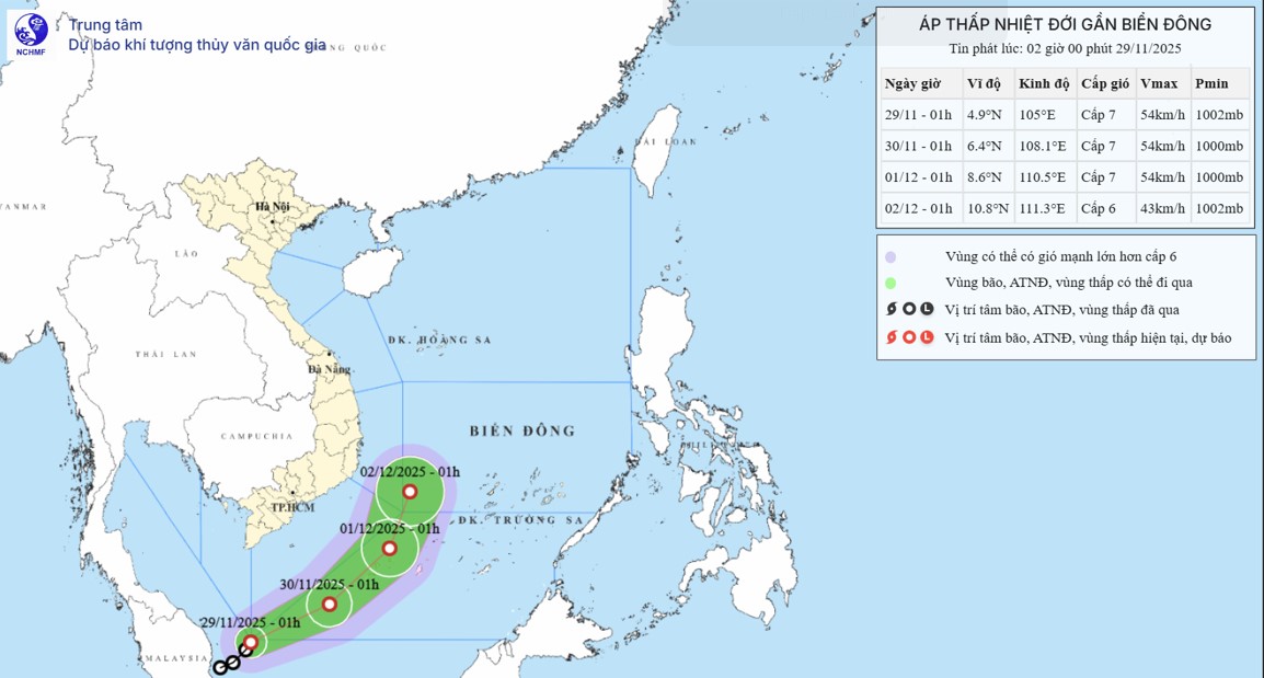 TIN ÁP THẤP NHIỆT ĐỚI GẦN BIỂN ĐÔNG