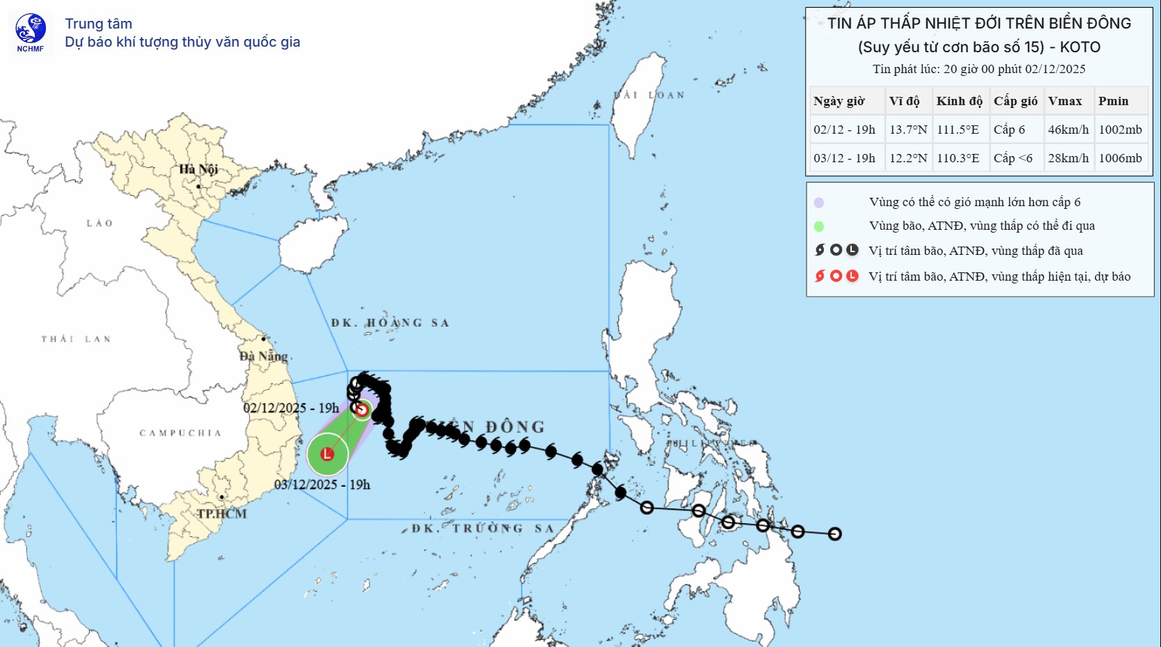 TIN ÁP THẤP NHIỆT ĐỚI TRÊN BIỂN ĐÔNG (Suy yếu từ cơn bão số 15)