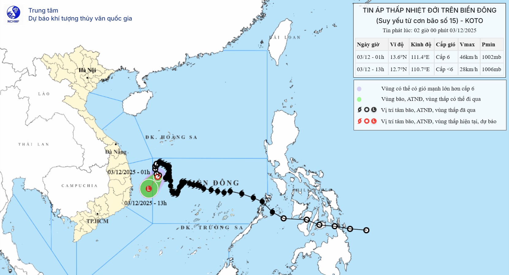 TIN ÁP THẤP NHIỆT ĐỚI TRÊN BIỂN ĐÔNG (Suy yếu từ cơn bão số 15)